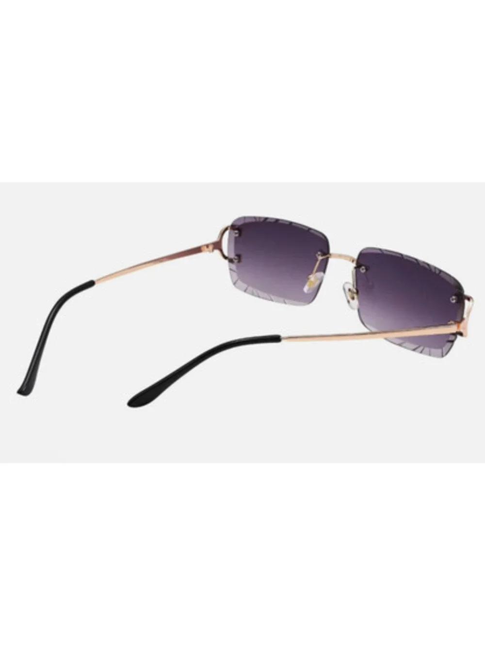 Rimless Sunglasses Diamond Cut Black Gradient lens and Gold
